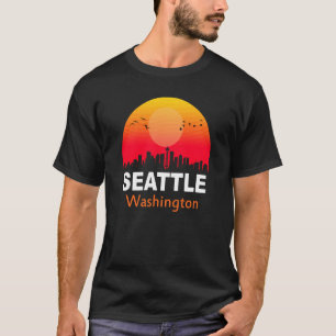 Seattle Washington Vintage Sunset Retro City State T-Shirt