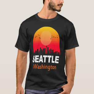 Seattle Washington Vintage Sunset Retro City State T-Shirt