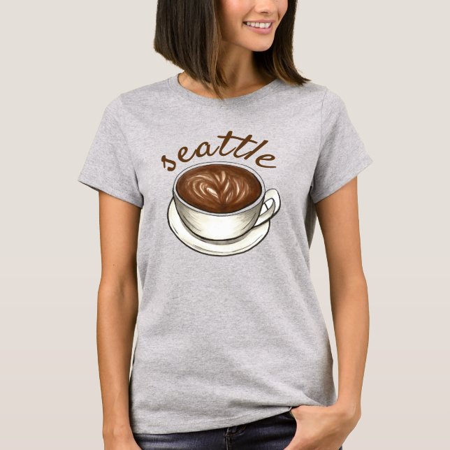 Seattle Washington WA Coffee Cup Classic Latte T-Shirt (Front)