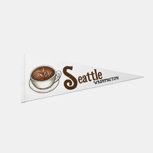 Seattle Washington WA Coffee Cup Latte Pennant Flag