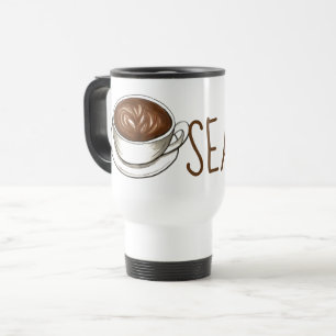 Seattle Washington WA Coffee Shop Latte Barista Travel Mug