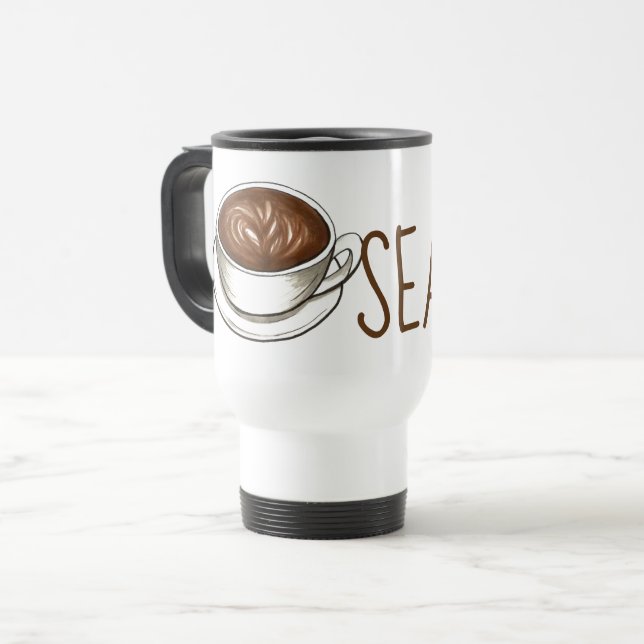 Seattle Washington WA Coffee Shop Latte Barista Travel Mug (Front Left)