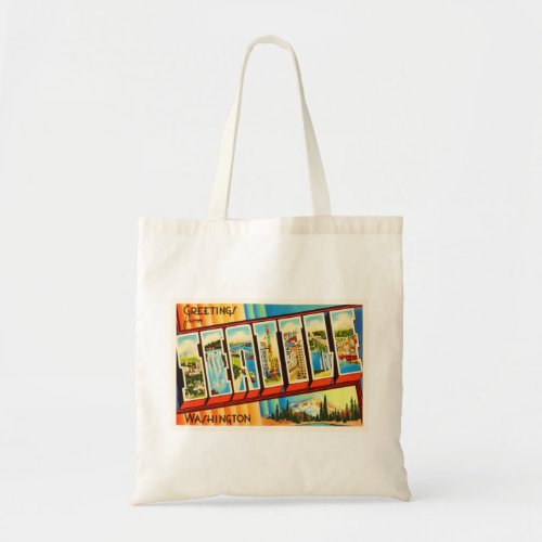 Seattle Washington WA Old Vintage Travel Souvenir Tote Bag