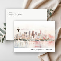 Seattle, Washington Watercolor Landscape Wedding