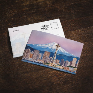 Seattle Washington Watercolor Postcard