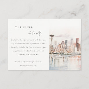 Seattle Washington Watercolor Scape Wedding Detail Enclosure Card