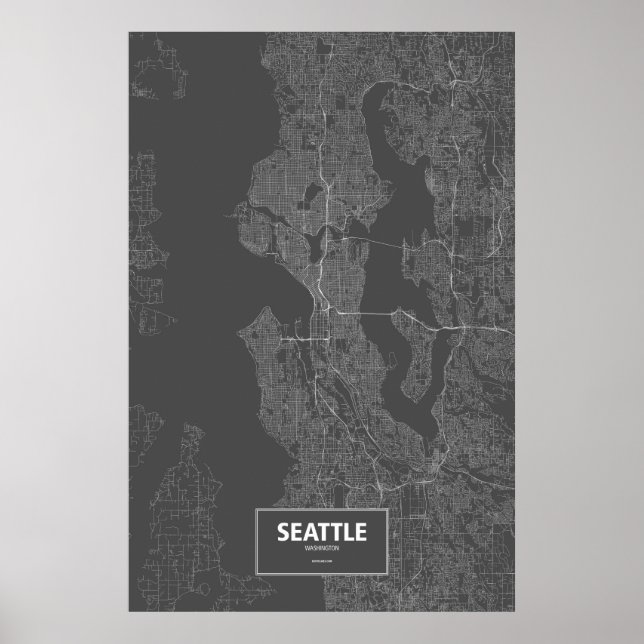 Seattle, Washington (white on black) Poster (Front)