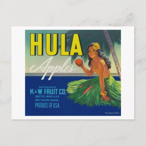 Seattle WashingtonHula Apple Label Postcard