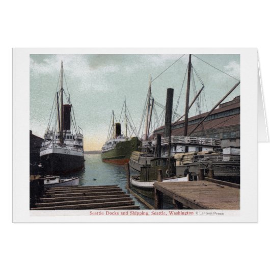 Seattle, WashingtonView of the Dock and Ships Cards (Front Horizontal)