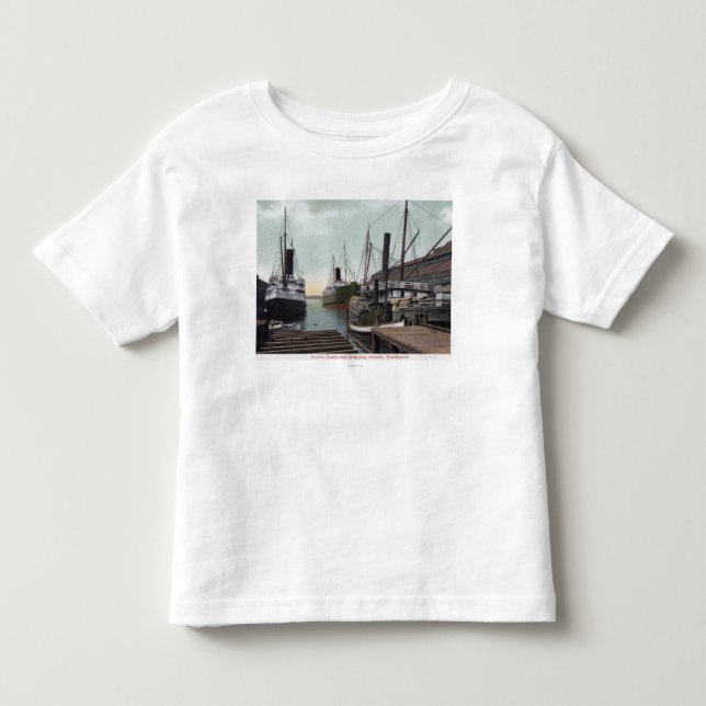 Seattle, WashingtonView of the Dock and Ships Toddler T-shirt (Front)