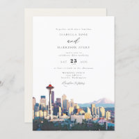 SEATTLE Watercolor Skyline Destination Wedding