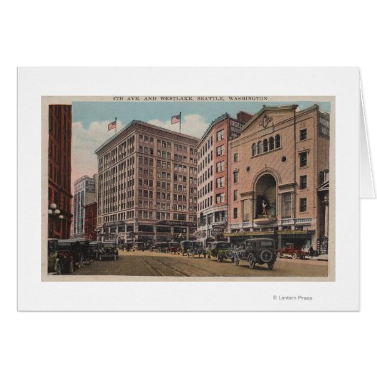 Seattle, WAView of 4th Ave & Westlake Cards (Front Horizontal)