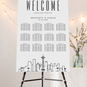 Seattle Wedding   12 Table Seating Chart  Foam Board