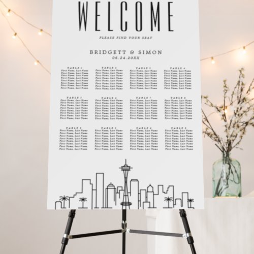 Seattle Wedding  12 Table Seating Chart  Foam Board