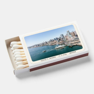Seattle Wedding Favor Skyline Photo Travel Theme Matchboxes