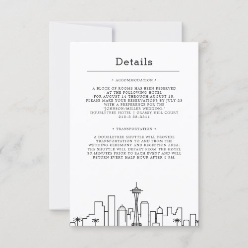 Seattle Wedding  Guest Details Invitation
