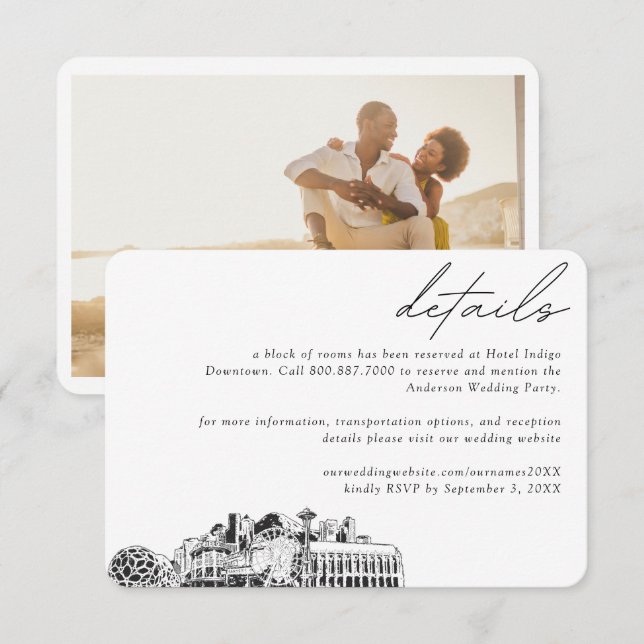 Seattle Wedding Hotel Room Block Details Enclosure Card (Front/Back)