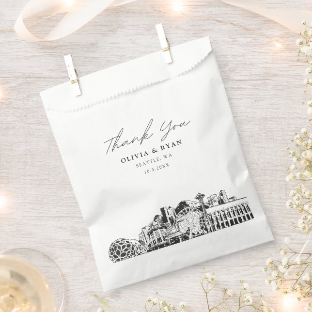 Seattle Wedding Personalized Favor Bag  (Clipped)