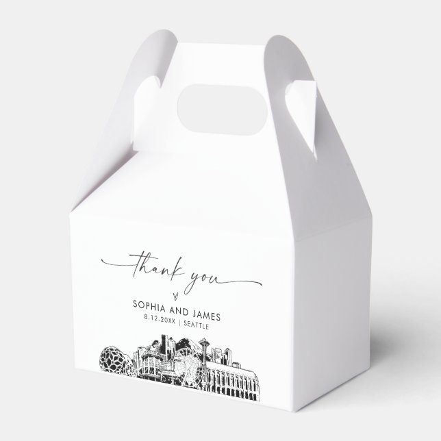 Seattle Wedding Personalized Favor Box (Front Side)