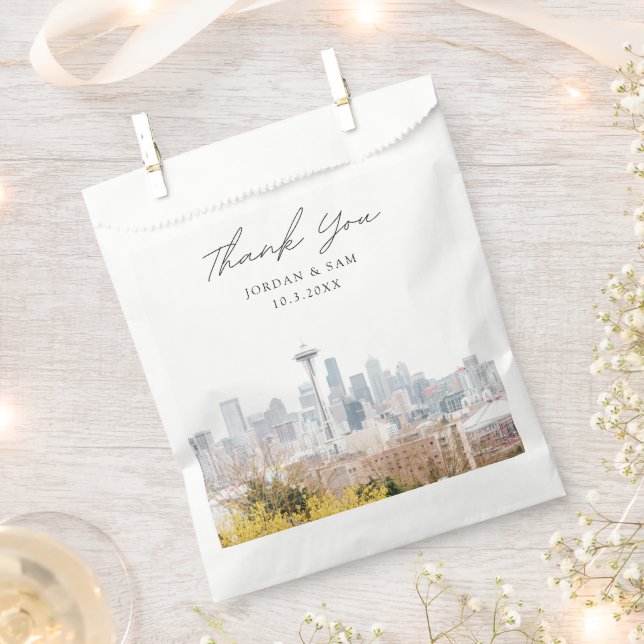 Seattle Wedding Personalized Photo Favor Bag (Clipped)