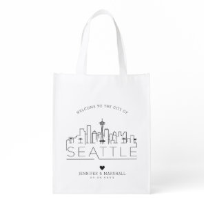 Seattle Wedding | Stylized Skyline Grocery Bag