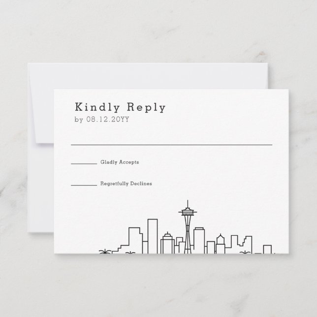 Seattle Wedding | Stylized Skyline RSVP (Front)