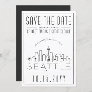 Seattle Wedding | Stylized Skyline Save the Date Invitation