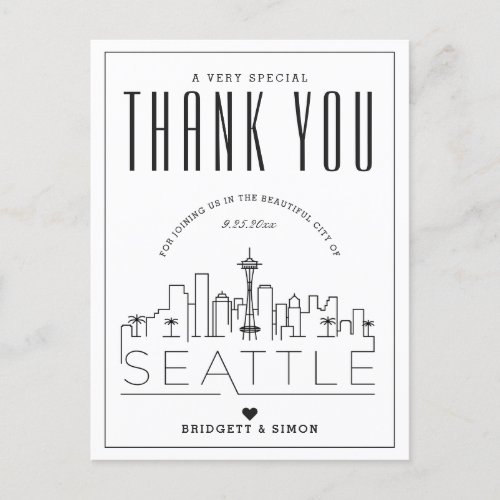 Seattle Wedding  Thanks for Coming Postcard