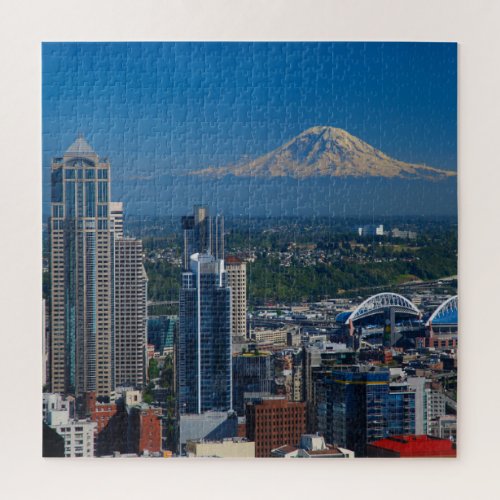 Seattle with Mount Rainier Photography Jigsaw Puzzle