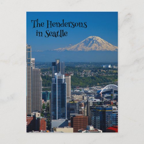 Seattle with Mount Rainier Photography Postcard