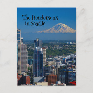Seattle with Mount Rainier Photography Postcard