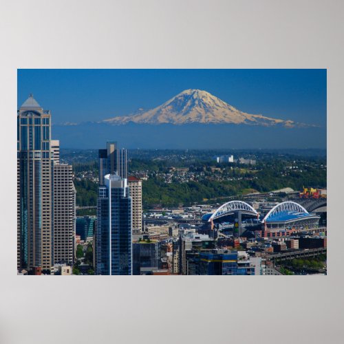 Seattle with Mount Rainier Photography Poster