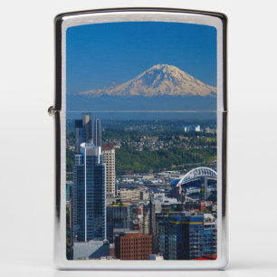 Seattle with Mount Rainier Photography Zippo Lighter