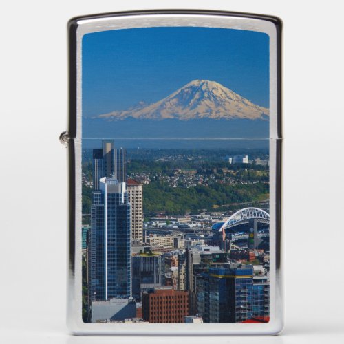 Seattle with Mount Rainier Photography Zippo Lighter