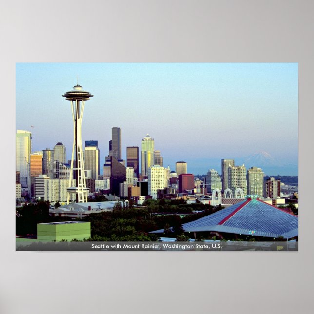 Seattle with Mount Rainier, Washington State, U.S. Poster (Front)