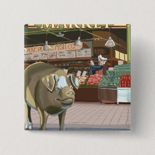 SeattleFish Toss and Bronze Pig at Pike Place Button