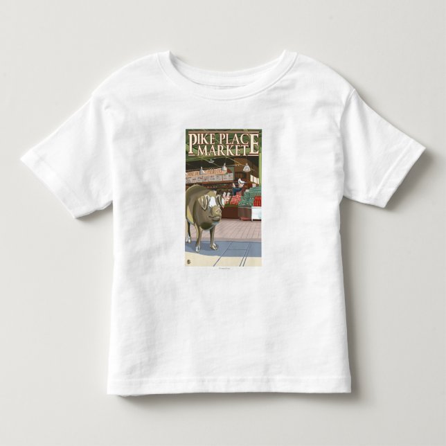 SeattleFish Toss and Bronze Pig at Pike Place Toddler T-shirt (Front)