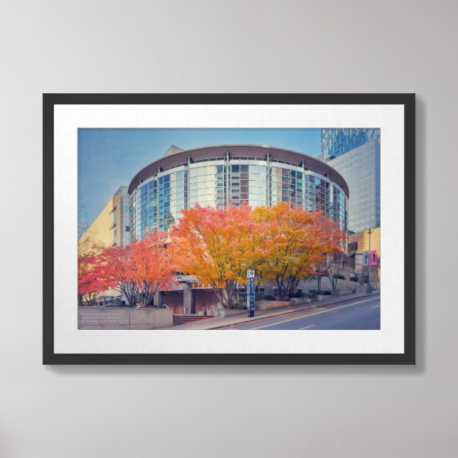 Seattle's Benaroya Hall in Autumn Framed Art (Framed Front)