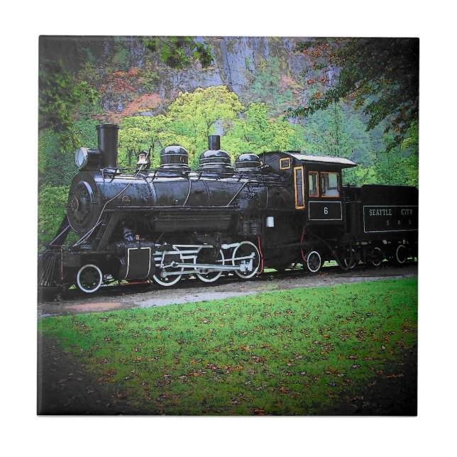 Seattle's Old No. 6 Retired Train Engine Ceramic Tile (Front)