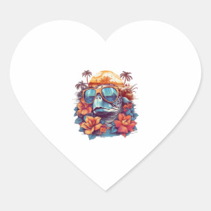 Seaturtle with sunglasses at the beach Copy Heart Sticker