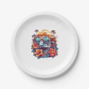 Seaturtle with sunglasses at the beach Copy Paper Plates