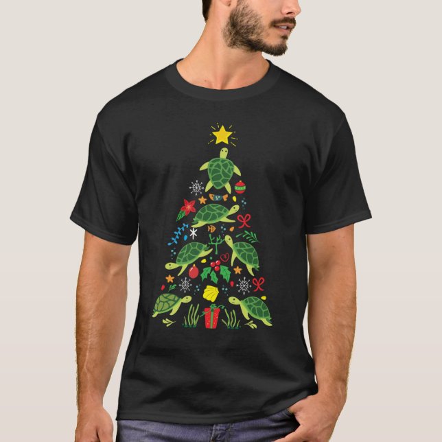 Seaurtle Christmasree Ornament family T-Shirt (Front)