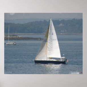 Seaward Sailboat Poster Print