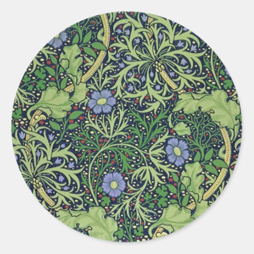Seaweed art nouveau design by William Morris Classic Round Sticker