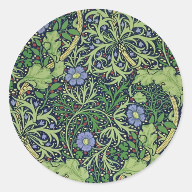 Seaweed art nouveau design by William Morris Classic Round Sticker (Front)