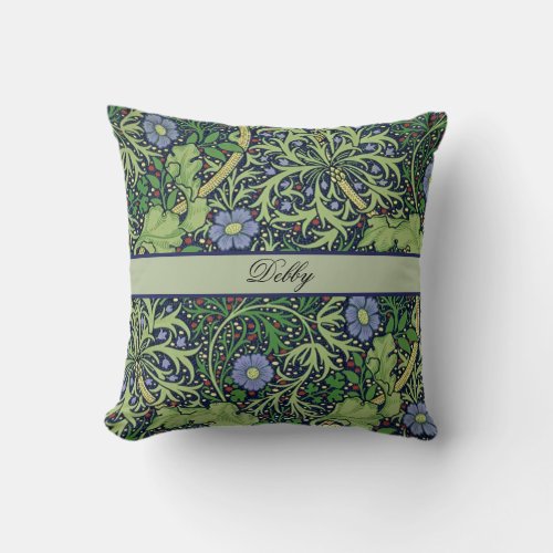 Seaweed art nouveau design by William Morris Throw Pillow