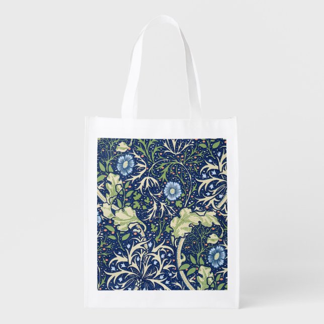 Seaweed (by William Morris) Grocery Bag (Front)