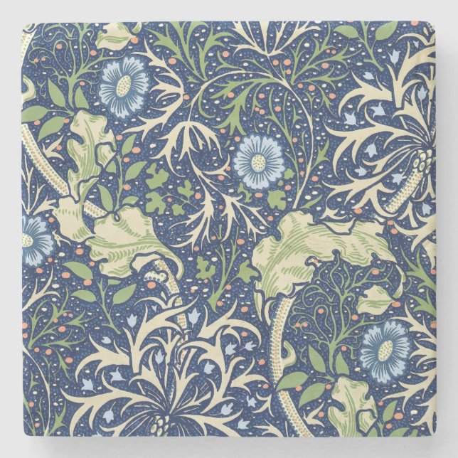Seaweed (by William Morris) Stone Coaster (Front)