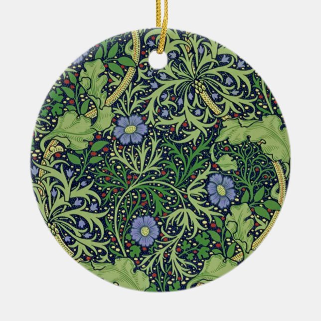 Seaweed cobalt thyme - William Morris Ceramic Ornament (Front)