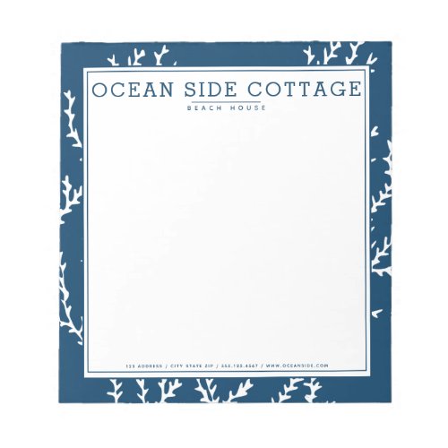 Seaweed Elegant Indigo Nautical Beach House Style Notepad
